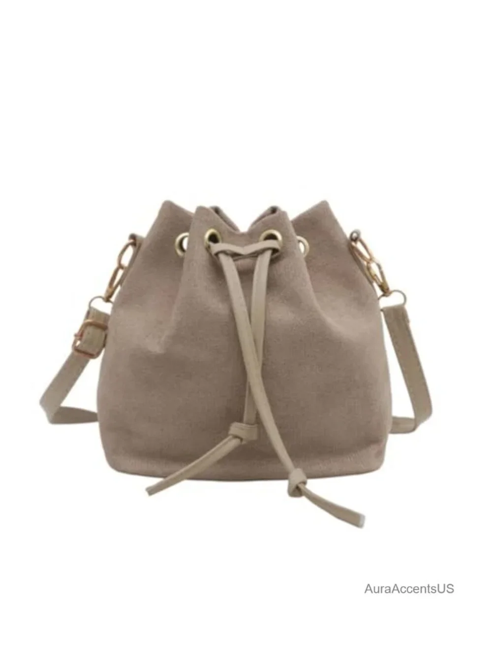 Suede Bucket Bag for Women Drawstring Crossbody Hobo Handbag